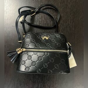 Le Bag Blush Crossbody Bag Purse with Tassels Black Double Zip & Tassels